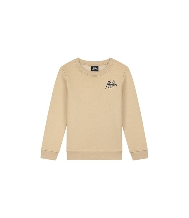 Malelions Sweater signature gestreept - Licht bruin / Navy blauw