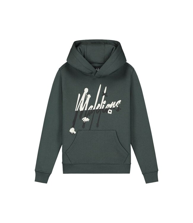 Malelions Hoodie graffiti split - Teal / Off wit