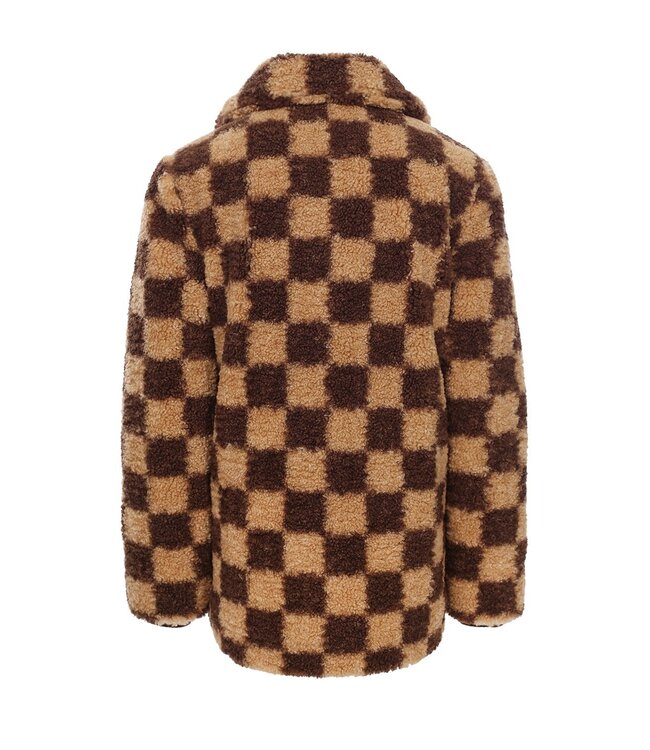 LOOXS Little Meisjes winterjas geruit fur - Kastanje bruin geruit