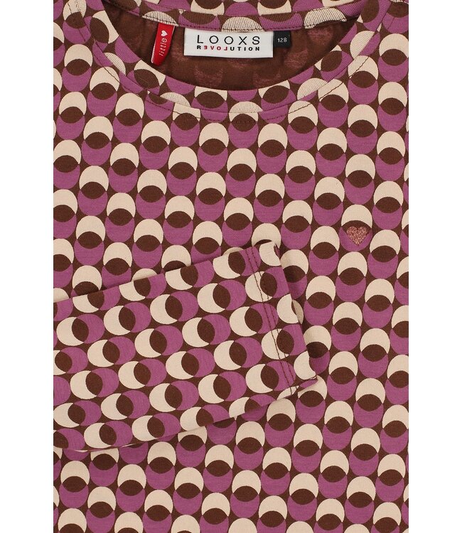 LOOXS Little Meisjes t-shirt LS print - Retro jacquard