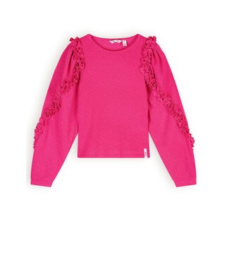 NoNo Meisjes t-shirt fancy mouw - Kysa - Azalea roze