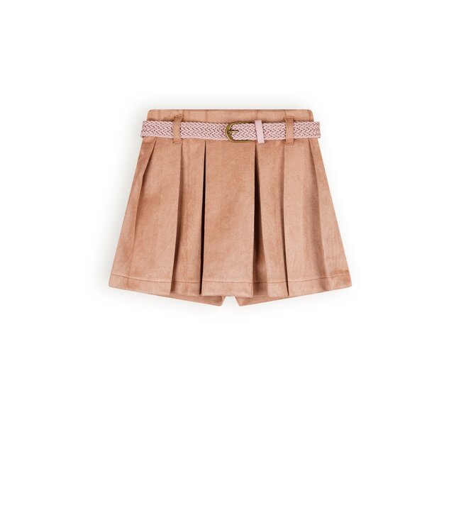 NoNo Meisjes broek / rok suede met riem - Sella - Taupe