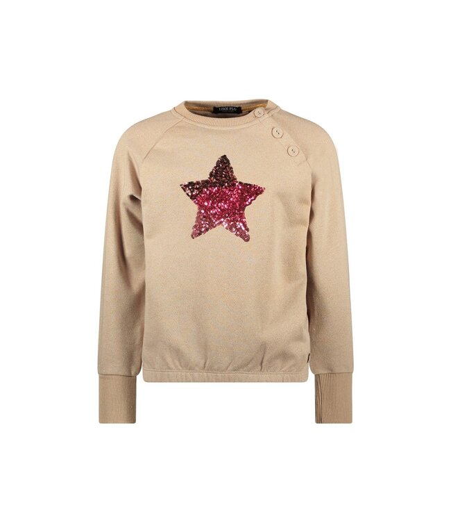 Like Flo Meisjes sweater artwork - Davina - Grijs melee gouden lurex