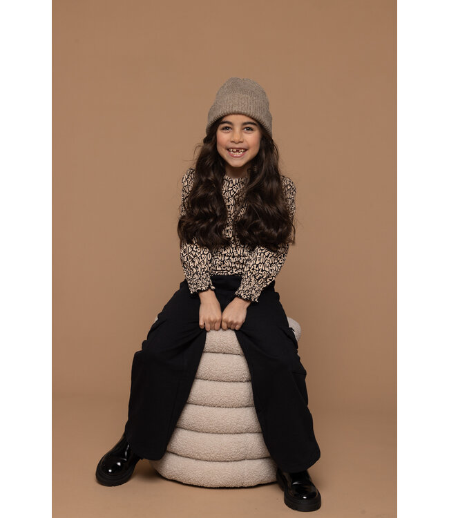 LOOXS Little Meisjes sweat broek wideleg - Zwart