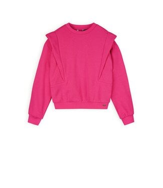 NoBell Meisjes super soft sweater fancy schouder - Kolly - Piiink roze