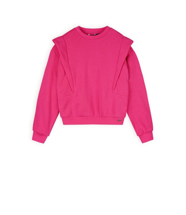 NoBell Meisjes super soft sweater fancy schouder - Kolly - Piiink roze