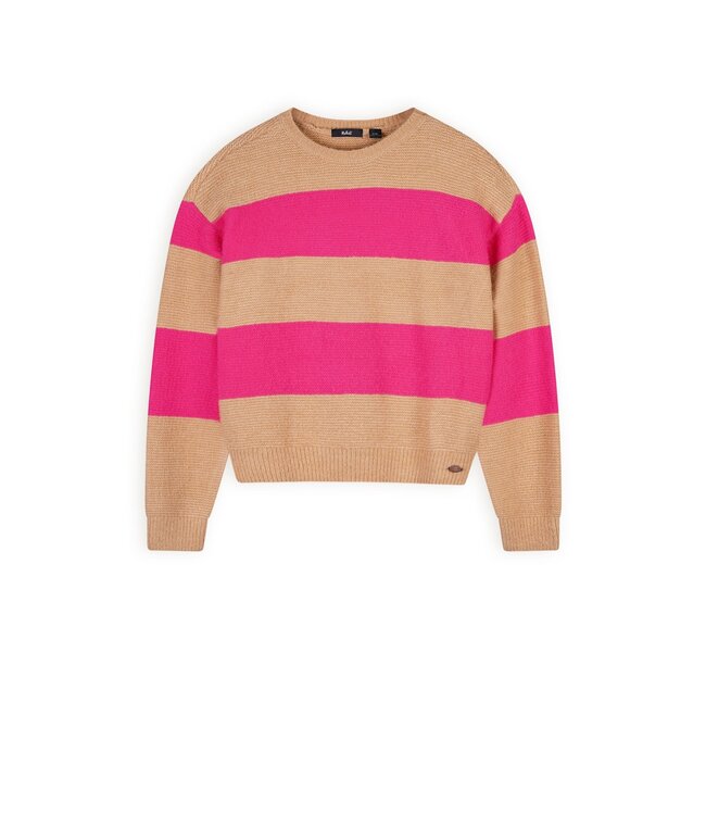 NoBell Meisjes cropped trui gebreid colourblock - Kessy - Piiink roze