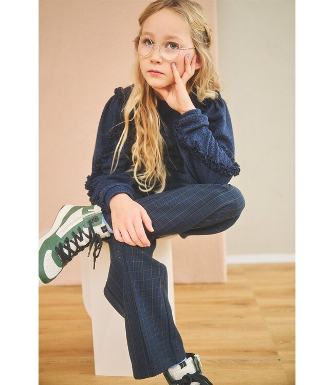 NoNo Meisjes t-shirt jersey fancy mouw - Kysa - Navy blauw