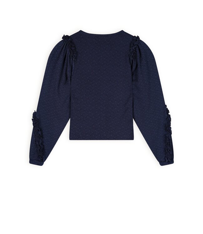 NoNo Meisjes t-shirt jersey fancy mouw - Kysa - Navy blauw