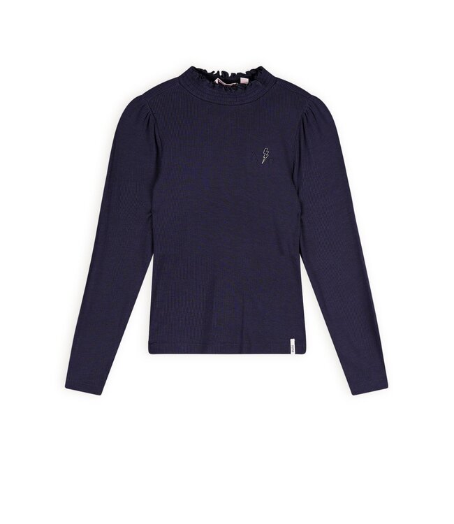 NoNo Meisjes t-shirt rib jersey - Koss - Navy blauw