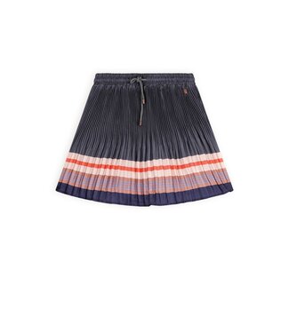 NoNo Meisjes rok plisse satin print - Nulan - Navy blauw