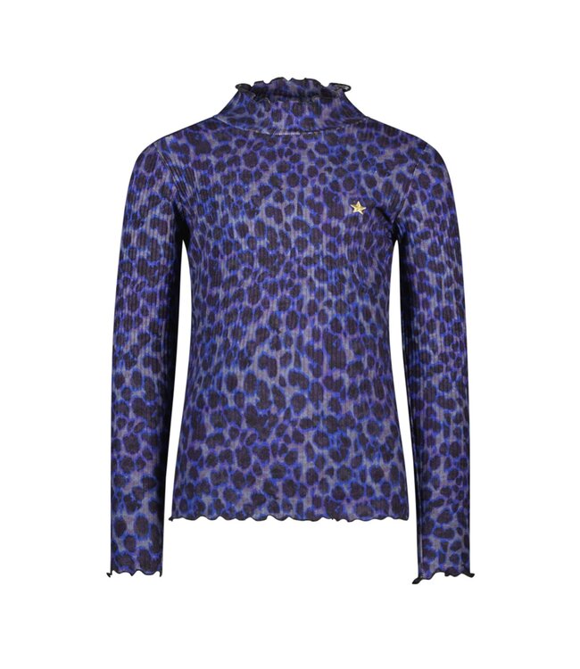 Like Flo Meisjes top rib AOP - Eef - Lavender blauw AOP