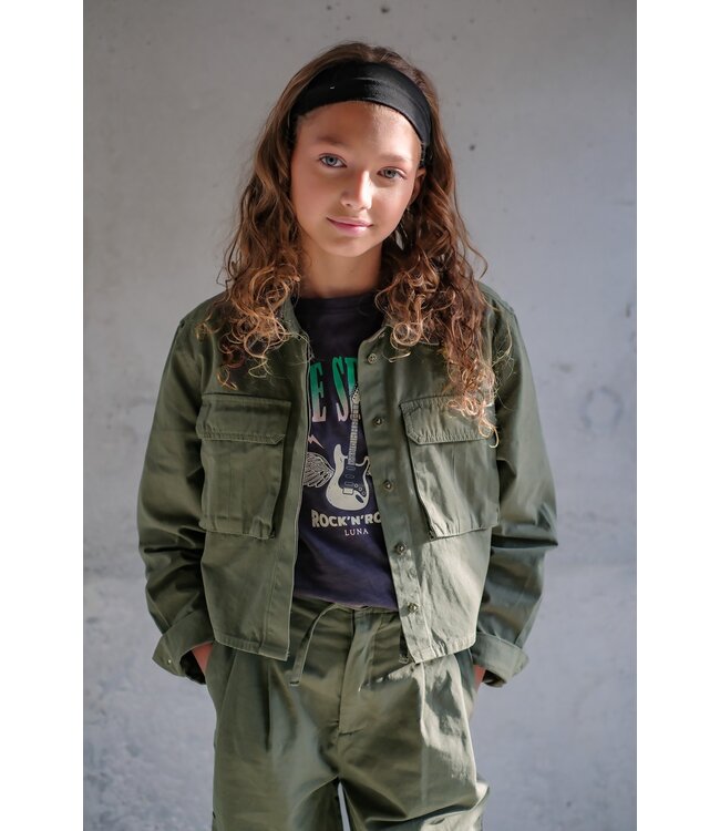 Like Flo Meisjes blouse - Cassy - Army groen