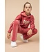 MAYCE Meisjes hoodie rib velours - Rouge