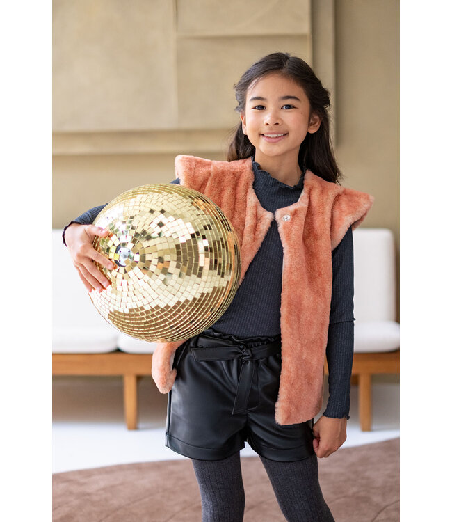 Like Flo Meisjes bodywarmer fur - Doutze - Oranje koraal