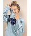 MAYCE Meisjes hoodie rib velours - Powder blauw