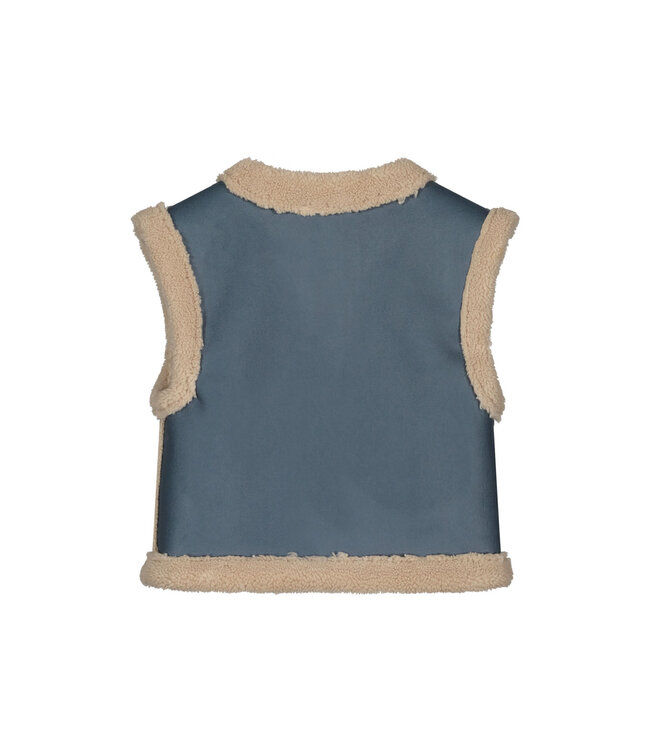 Like Flo Meisjes gilet teddy embroidery - Dewi - Indigo blauw