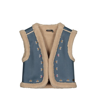 Like Flo Meisjes gilet teddy embroidery - Dewi - Indigo blauw