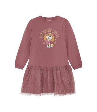 Minymo Meisjes sweat jurk - Deco roze