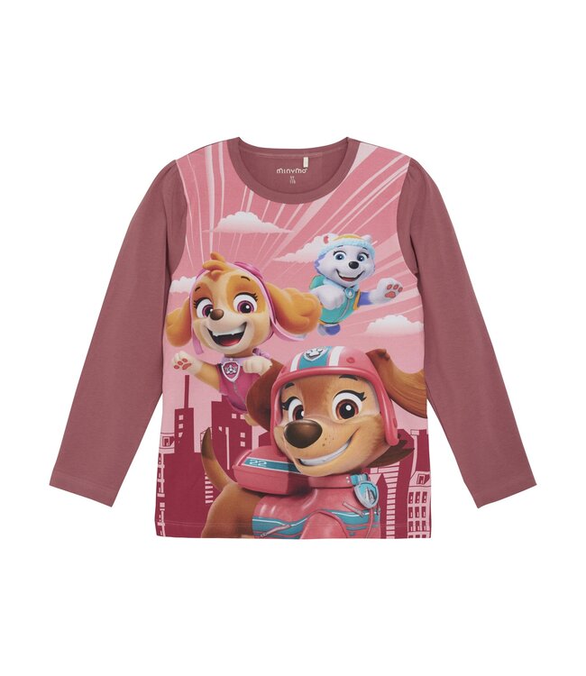 Minymo Meisjes t-shirt LS - Deco roze
