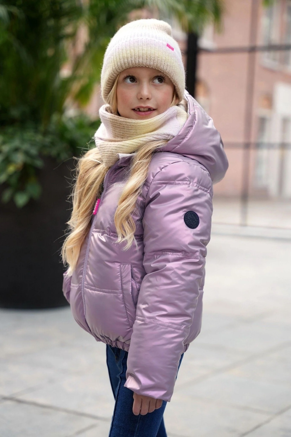 B.Nosy metallic winterjas voor meiden met capuchon