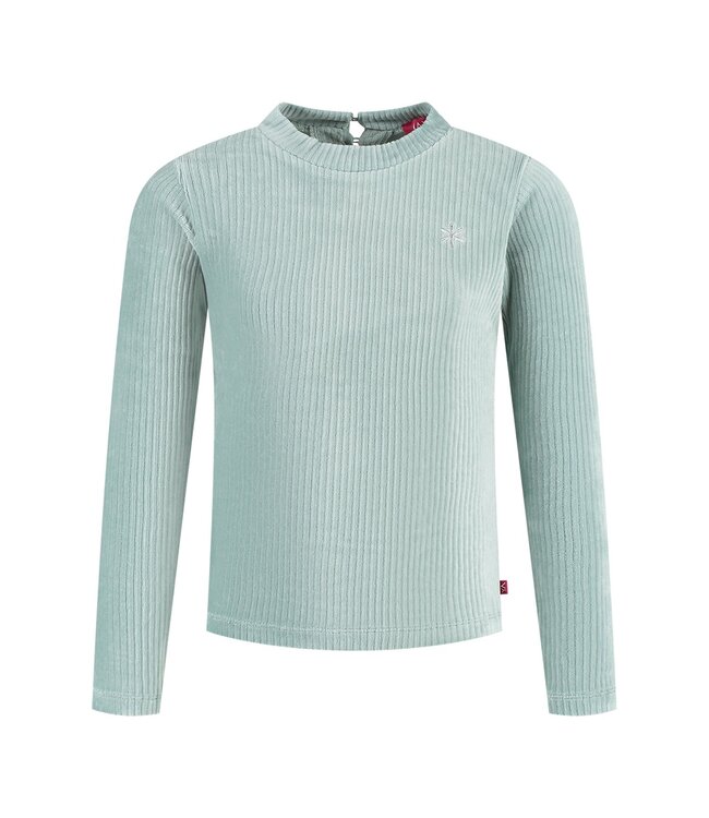MAYCE Meisjes shirt rib velours - Powder blauw