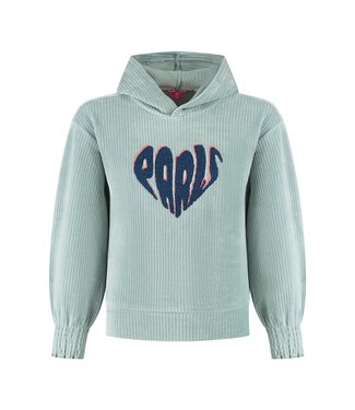 MAYCE Meisjes hoodie rib velours - Powder blauw