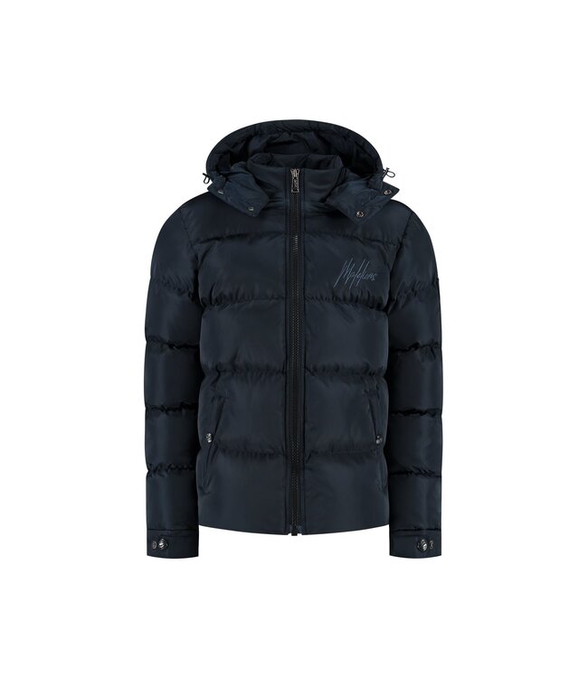 Malelions Winterjas Patch Puffer - Navy blauw