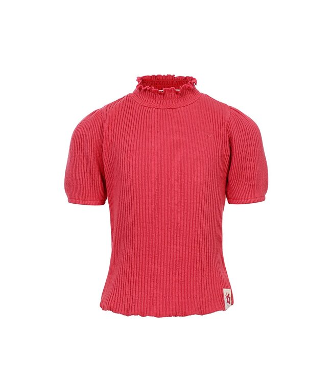 LOOXS Little Zomer top meisjes s/s fancy kraag - Punch rood