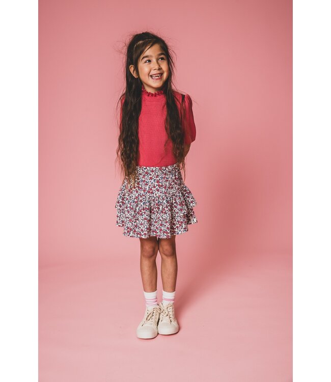 LOOXS Little Zomer top meisjes s/s fancy kraag - Punch rood