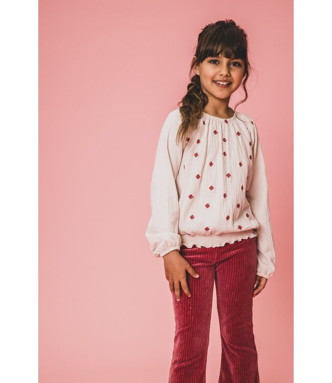 LOOXS Little Zomer top meisjes jersey embroidery - Milkshake beige