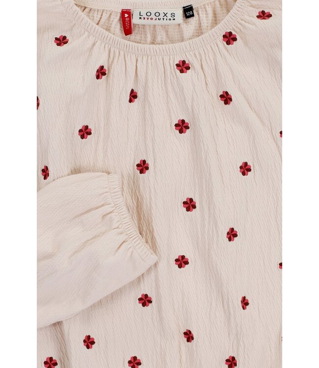 LOOXS Little Zomer top meisjes jersey embroidery - Milkshake beige