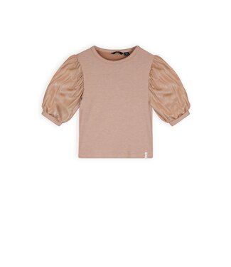 NoBell Zomer top meisjes Licht goud - rib - groot chiffon - korte mouw - Kylia