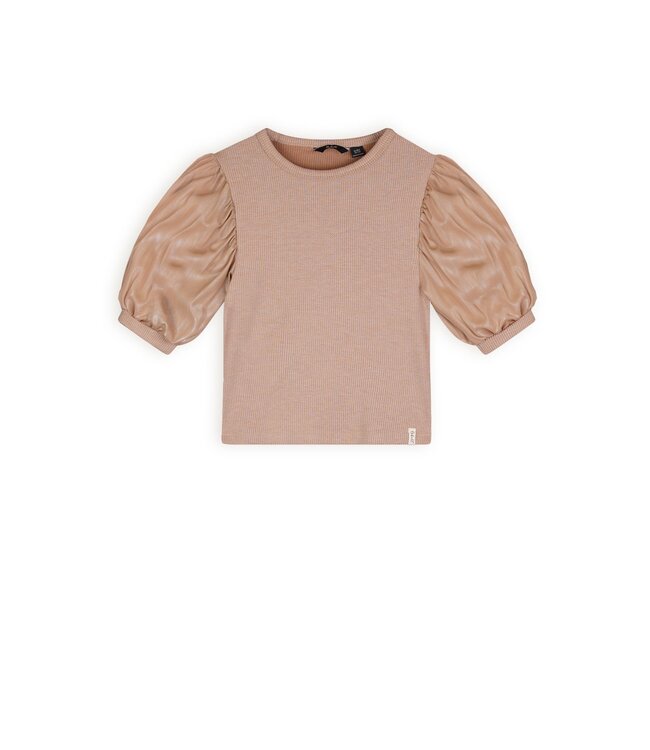NoBell Zomer top meisjes Licht goud - rib - groot chiffon - korte mouw - Kylia