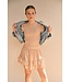 NoBell Zomer top meisjes Licht goud - rib - groot chiffon - korte mouw - Kylia