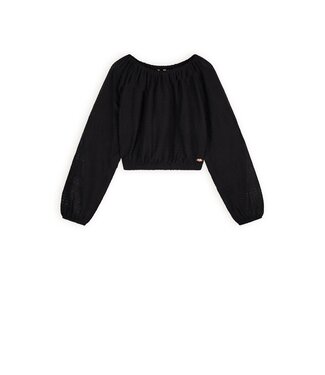 NoBell Zomer blouse meisjes Zwart - embroidery chiffon - Timre