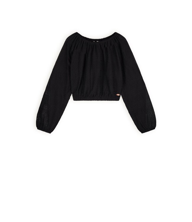 NoBell Zomer blouse meisjes Zwart - embroidery chiffon - Timre