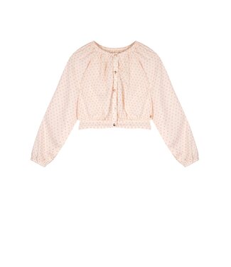 NoNo Zomer blouse meisjes Ivoor wit - AOP hartjes - cropped - Tomas