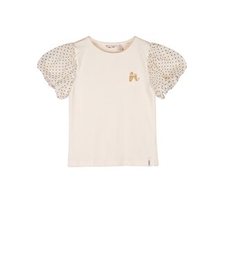 NoNo Zomer t-shirt meisjes Ivoor wit - mesh - ballon mouw - Kaya