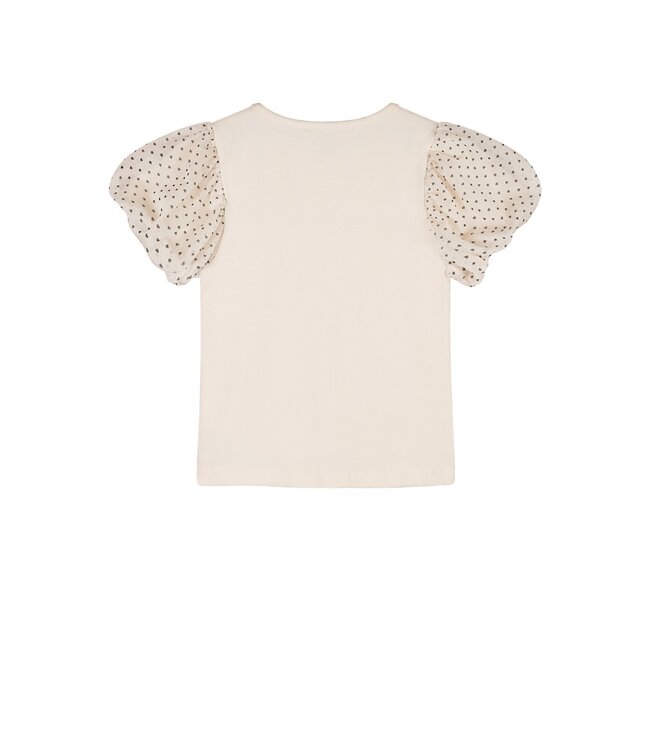 NoNo Zomer t-shirt meisjes Ivoor wit - mesh - ballon mouw - Kaya