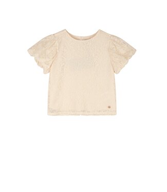 NoNo Zomer blouse meisjes Ivoor wit - geborduurd mesh - pofmouw - korte mouw - Tessy