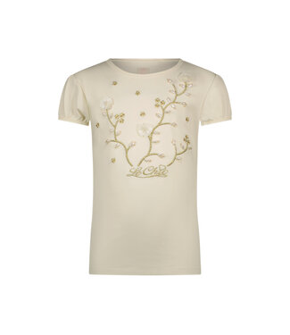 Le Chic Zomer t-shirt meisjes Ivoor wit - parels & bloemen - Nommy