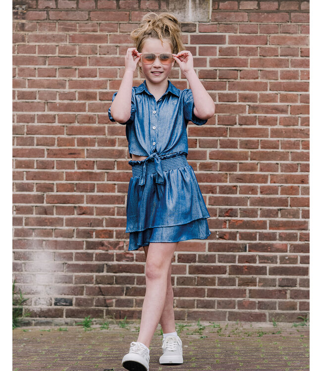 KIEstone Zomer rok meisjes - shiny blauw - Ilse