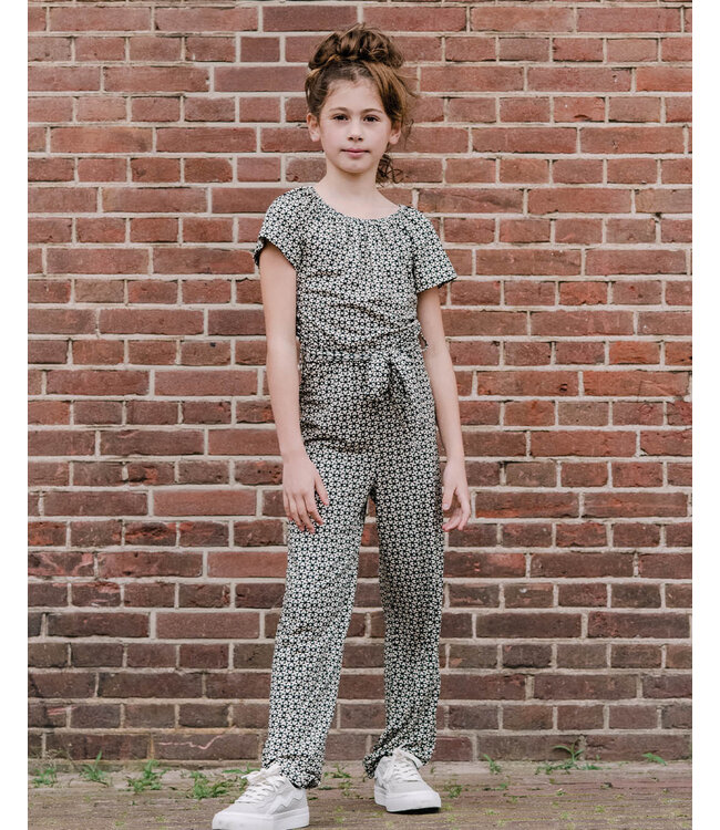KIEstone Zomer jumpsuit meisjes - grafic zwart/wit - Jacky