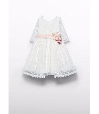 Abel & Lula Zomer jurk embroidery meisjes - creme wit