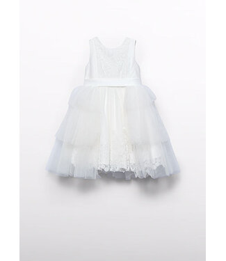 Abel & Lula Zomer jurk tule peplum meisjes - creme wit