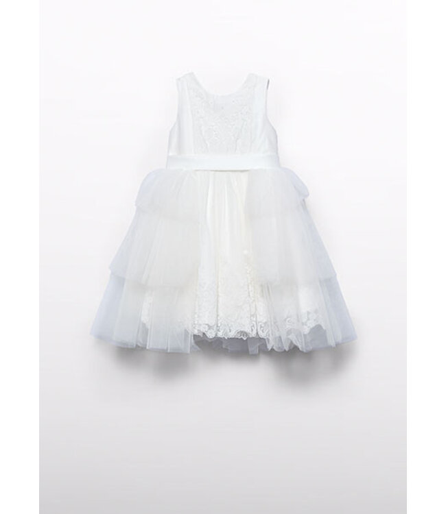 Abel & Lula Zomer jurk tule peplum meisjes - creme wit