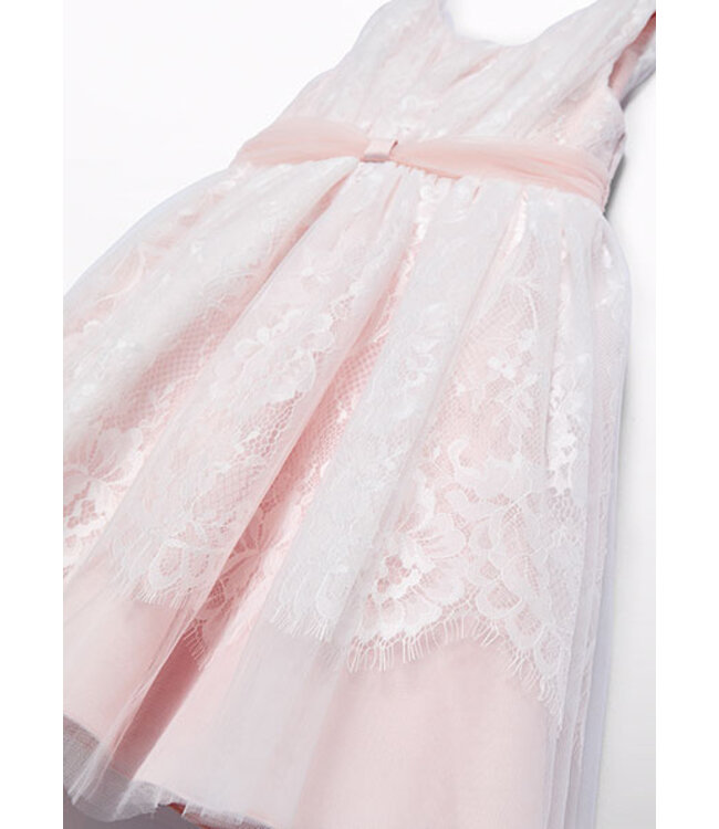 Abel & Lula Zomer jurk kant meisjes - peony roze