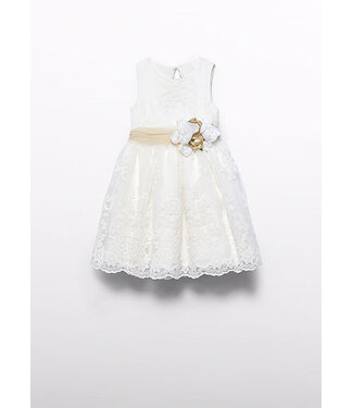 Abel & Lula Zomer jurk embroidery meisjes - creme wit