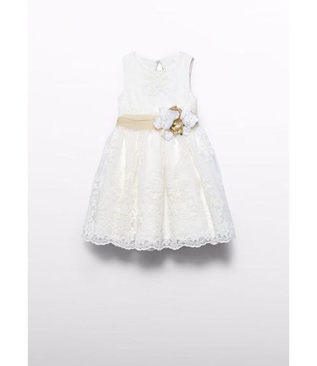 Abel & Lula Zomer jurk embroidery meisjes - creme wit